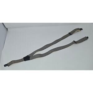 Vintage Boys Black and White Checkered Suspenders Adjustable 20" to 30" Clips